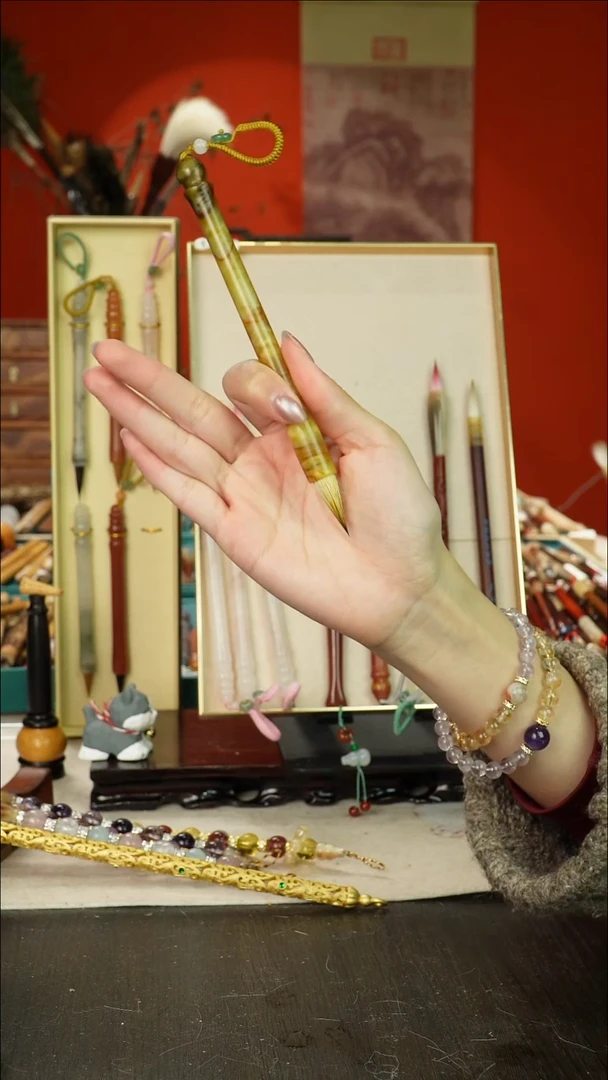 101号闪孤品高货毛笔链接 清水试笔 蘸墨不退