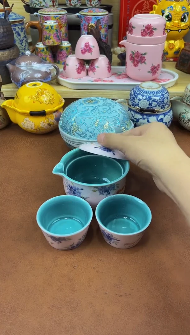 陶瓷茶具摆件旅行套组