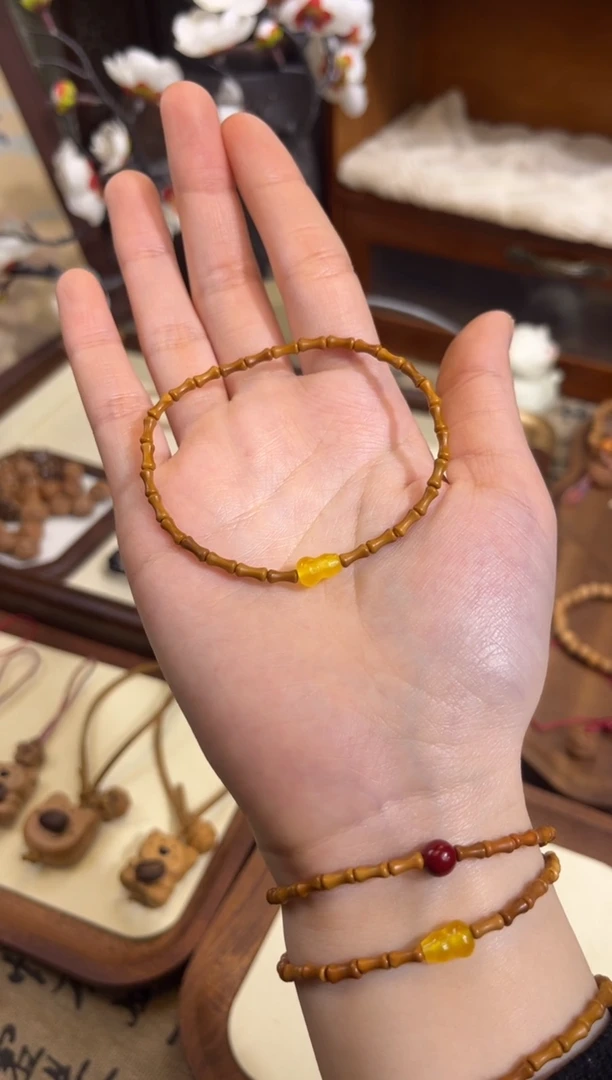 手串桃核【桃缘行】竹节「黄色葫芦」桃木桃核辟、挡、驱、护 备注手围