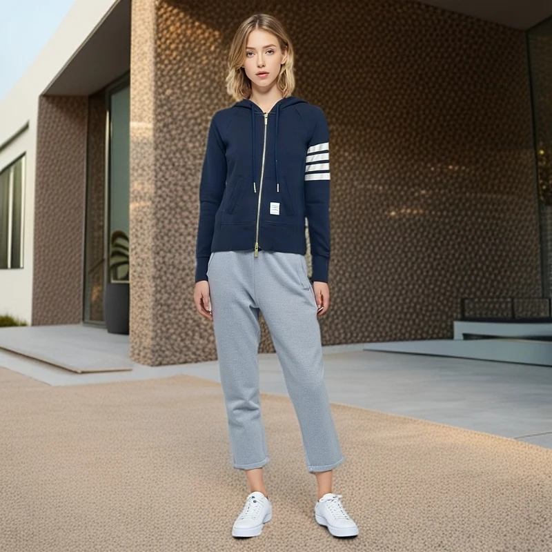 99新 THOMBROWNE /外套/TB经典四条杠连帽拉链外套/36码/0002043