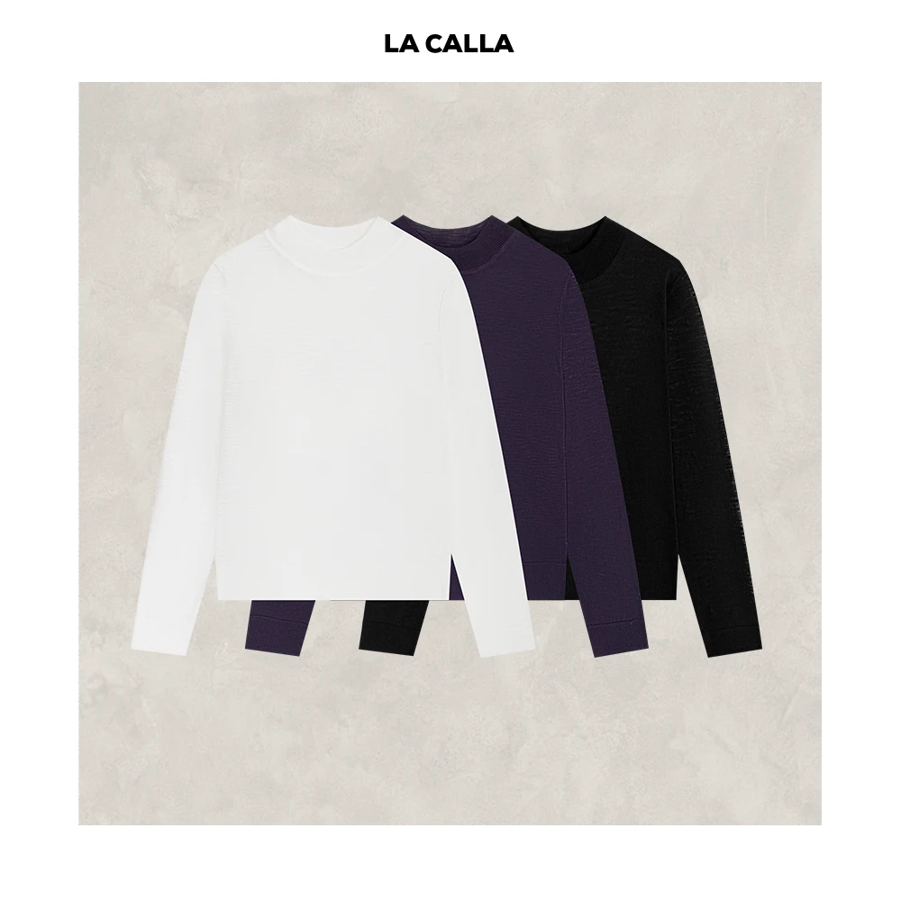 LA CALLA竹节棉简约圆领竹节长袖OY1755