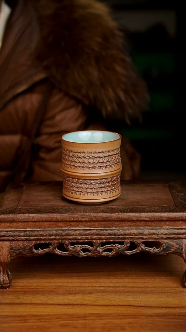 杯041号天青重工竹节杯一级不开片