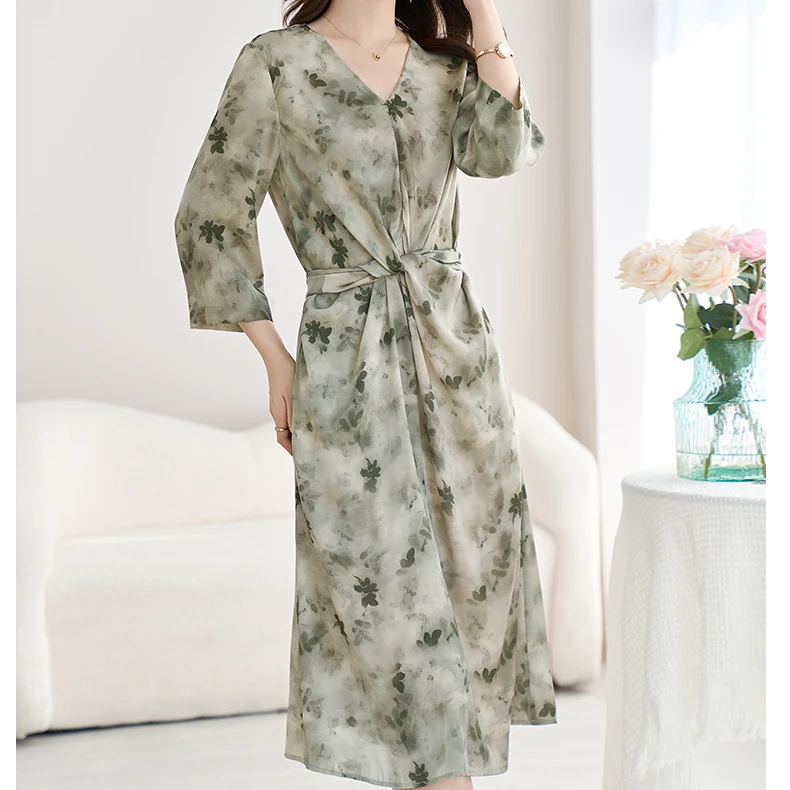 水墨佳人桑蚕丝真丝气质女装连衣裙82598850