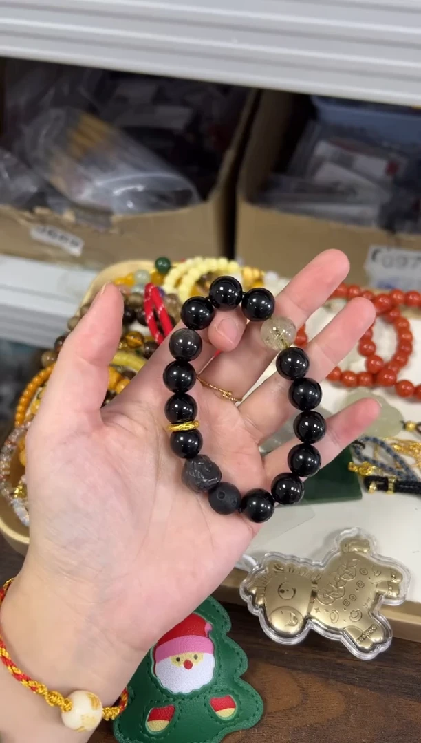 未镶嵌黑曜岩手链孤品金曜石设计款手串[02]