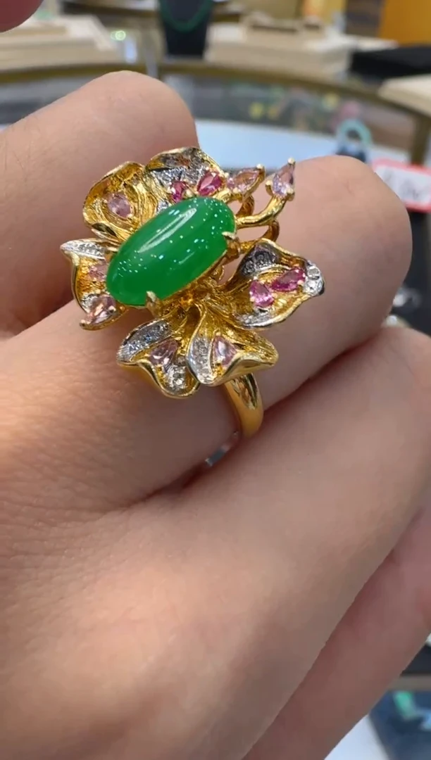 【闪购商品】翡翠戒指18K金镶嵌多样性团购发一件