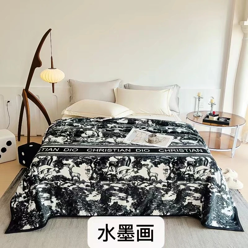 新款双面轻奢风绒毯沙发盖毯