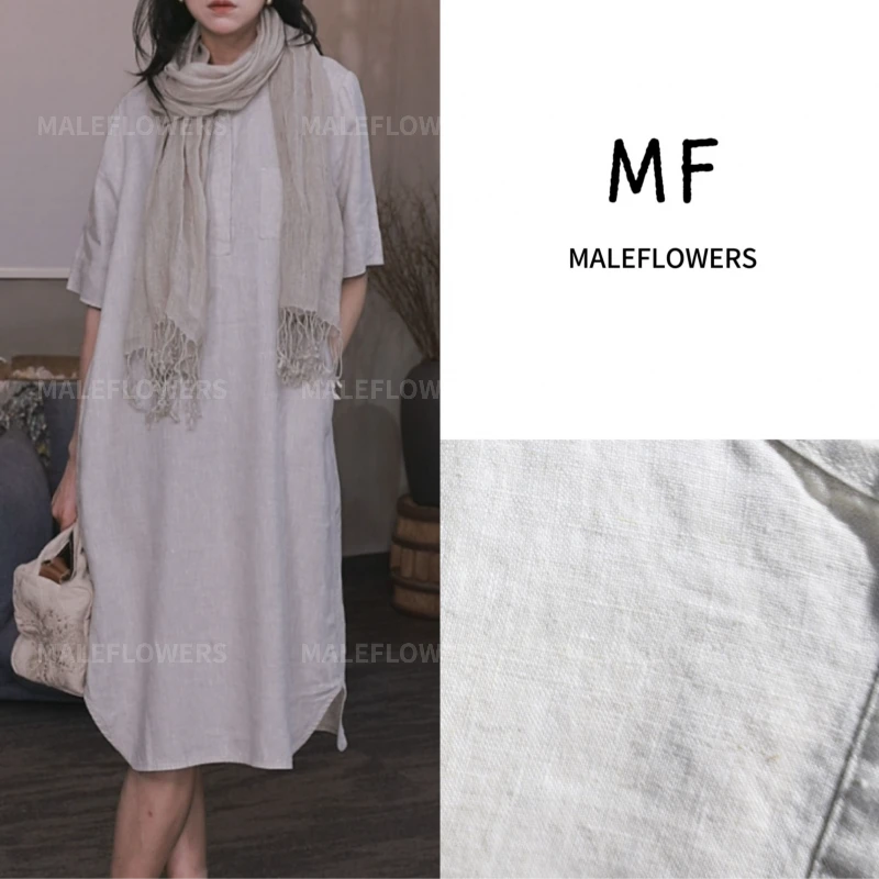 东倪MF 亚麻连衣裙春款文艺气质显瘦长款休闲长裙 85B88200