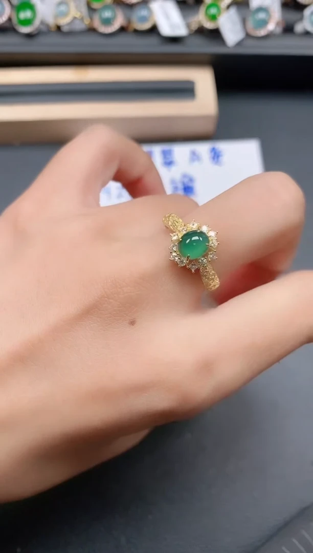 银S925镶嵌戒指翡翠111