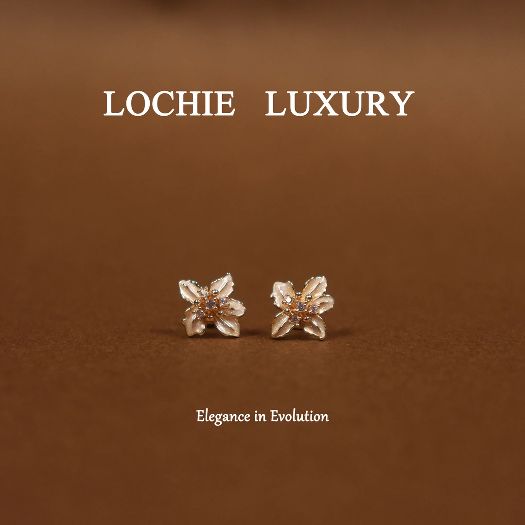 黄铜锆石耳饰 【山茶漫游】L607新中式时尚复古精致双面茉莉花耳钉