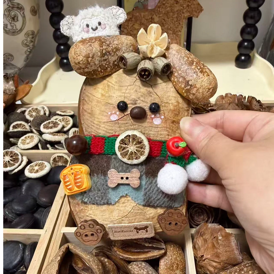 现货榼藤豆荚娃娃 包挂车挂 创意礼品 小狗和它的好朋友小羊