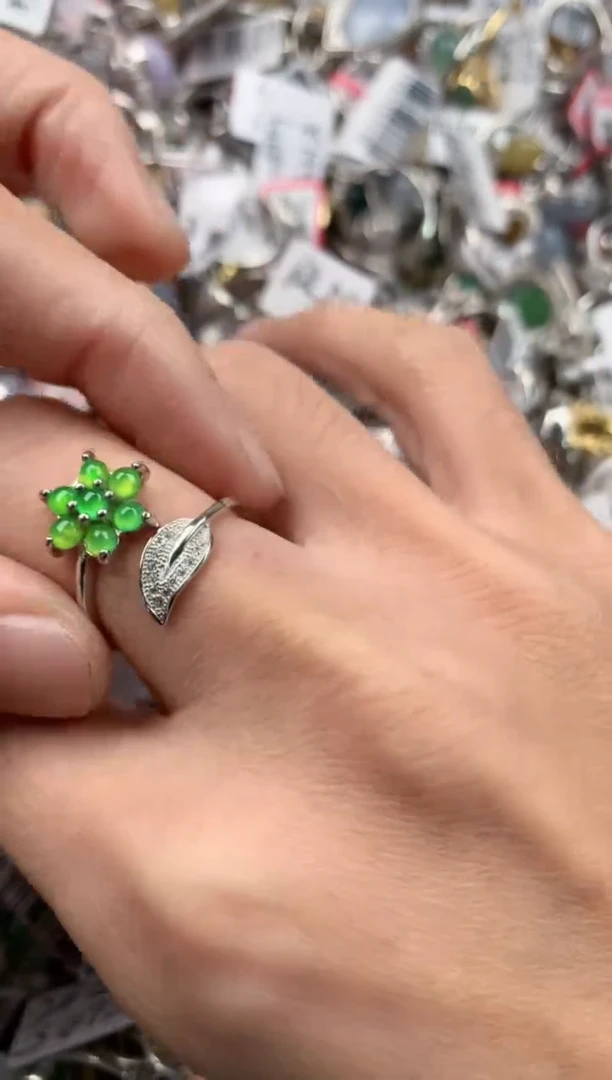 银S925镶嵌戒指翡翠888   3