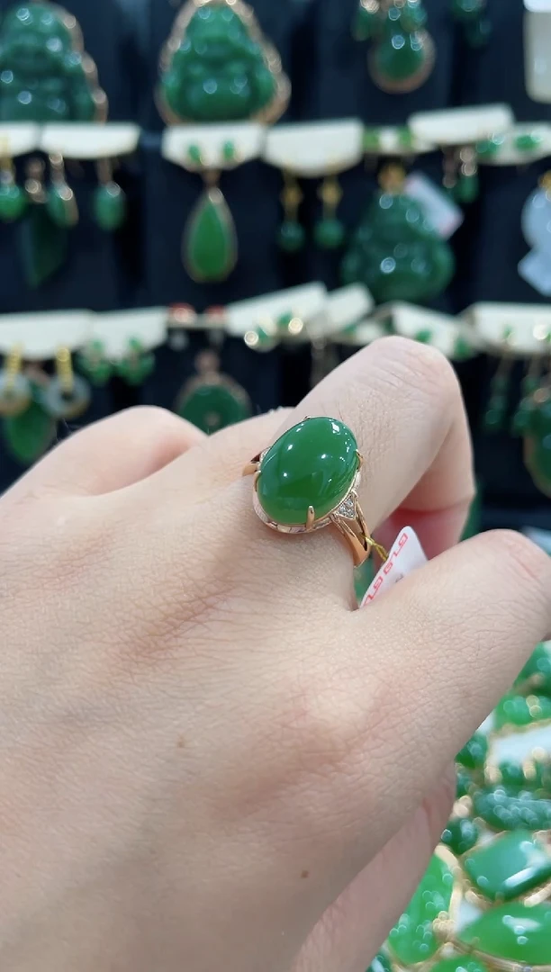 和田玉（碧玉）18K金镶嵌颈饰Y*D戒指