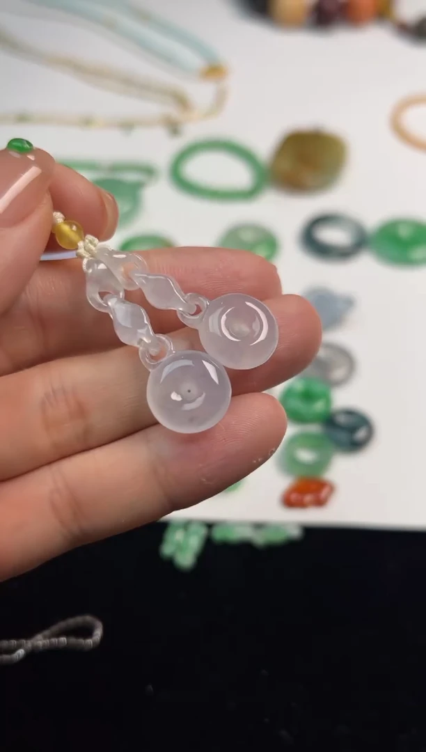 定制翡翠未镶嵌冰龙骨圆扣一对5800+580