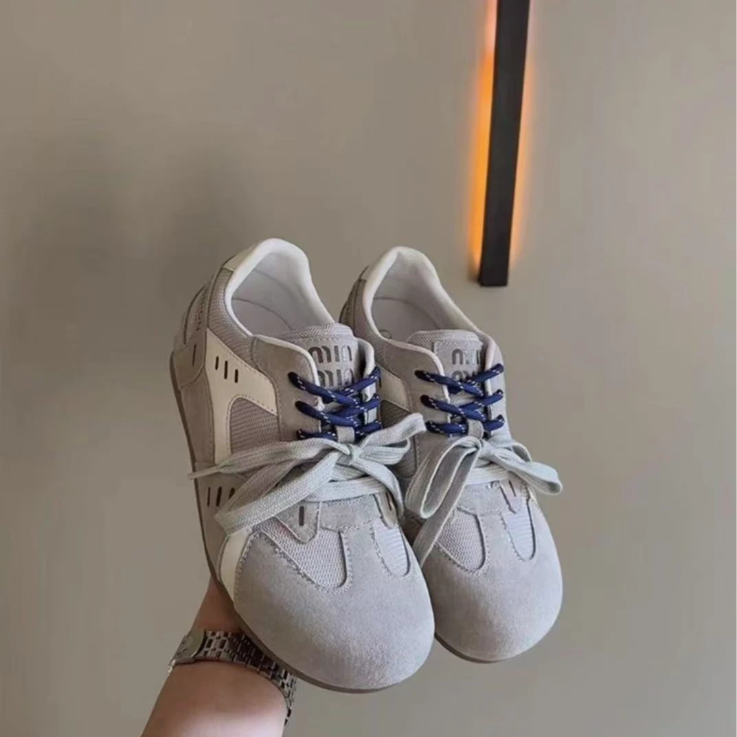 25早春新款泡芙大头休闲百搭运动鞋女德训板鞋双色鞋带DF251738