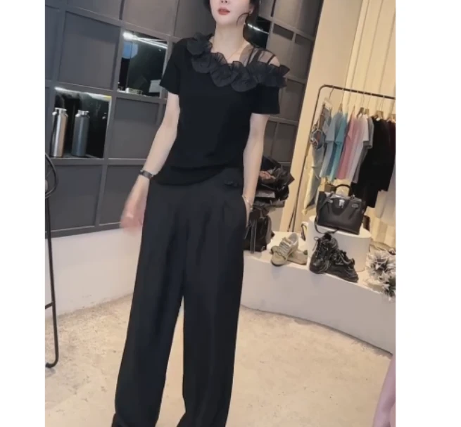 2025夏季新款网红同款洋气减龄气质休闲上衣裤子乖Y-0x