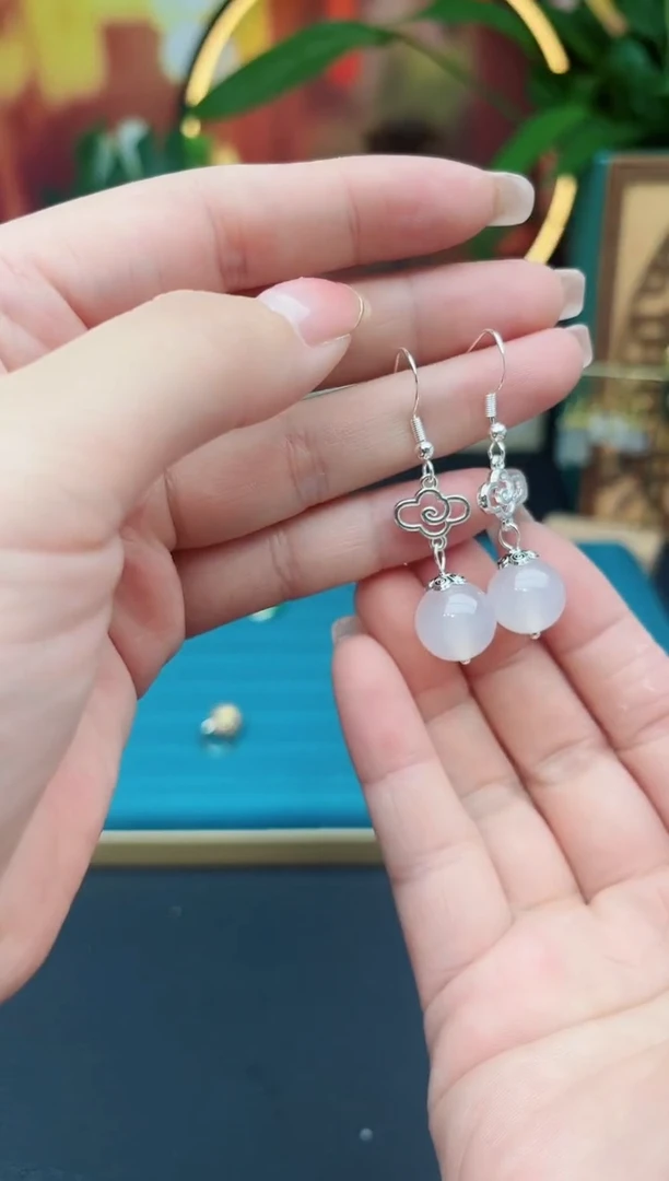 玛瑙/玉髓耳饰银S925镶嵌101000