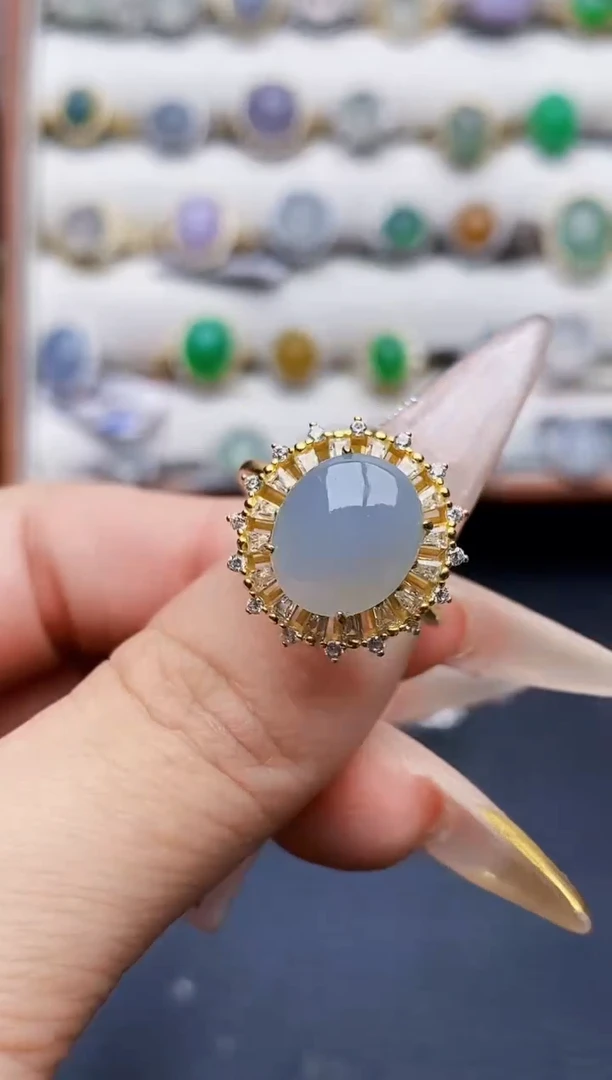 银S925镶嵌戒指翡翠3945