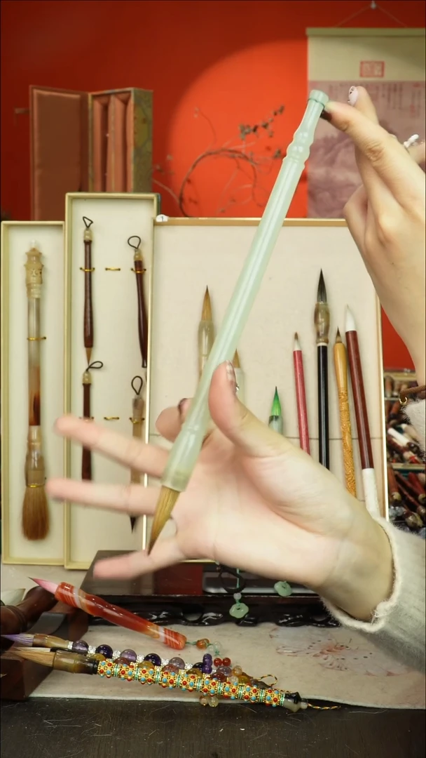 126号闪孤品高货毛笔链接 清水试笔 蘸墨不退