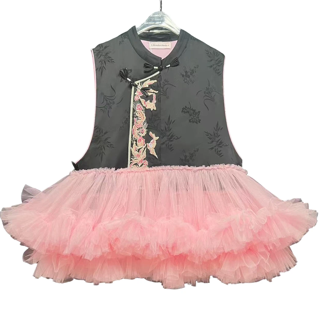 4767高贵气质显瘦连衣裙微胖女生新中式洋气公主夏季蓬蓬裙