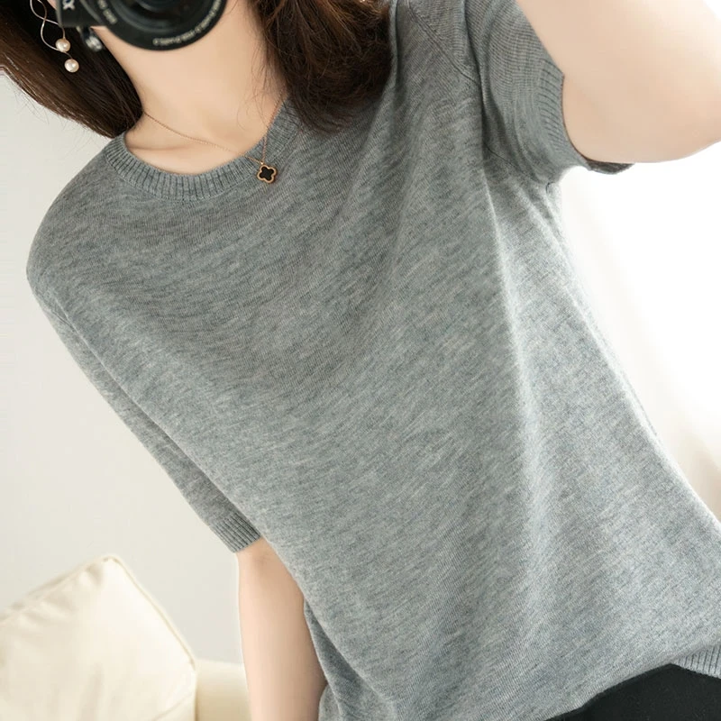 鄂尔多斯市2025年夏季新款圆领短袖针织打底衫-006