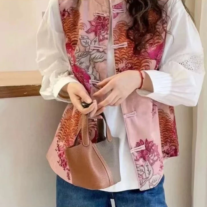 【凤凰】新中式 气质女人百搭提花定制款国风女装上衣马甲16123