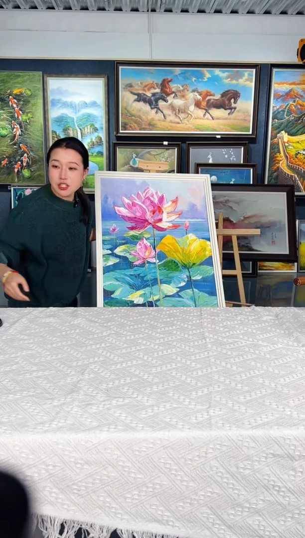 【闪购商品】油画52号 60*80 荷花-手绘油画