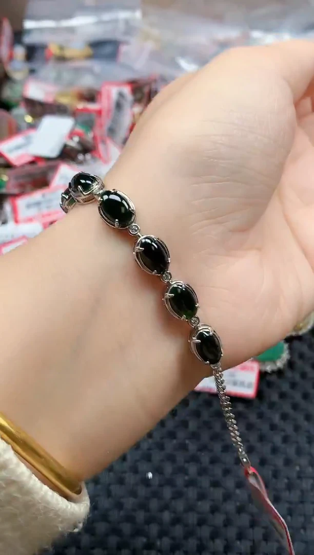 银S925镶嵌戒指翡翠天然A货缅甸翡翠