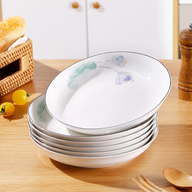 6个装墨荷8英寸圆盘新骨瓷