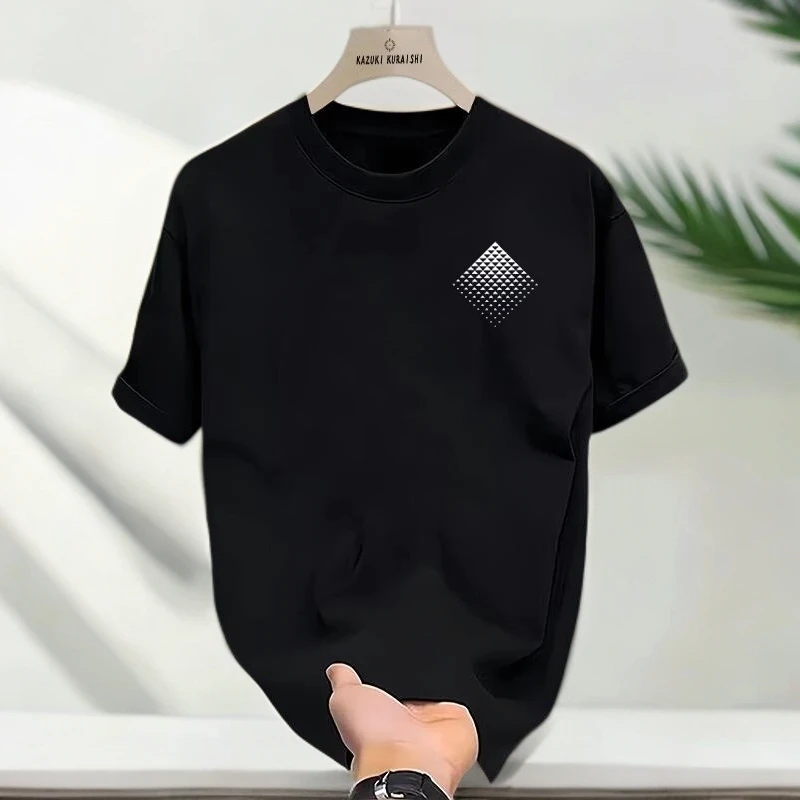 仓石一树夏季新款轻奢装T恤短袖男士宽松极简设计图印花圆领半袖