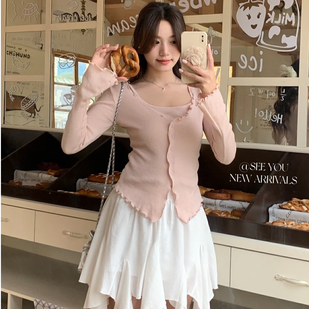 @小白白 推荐自留款长袖修身针织两件套   Q8