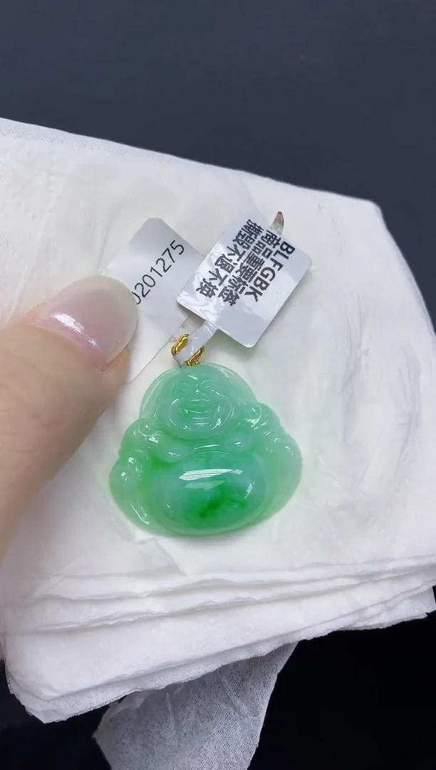 翡翠18K金镶嵌颈饰天然缅甸翡翠A货
