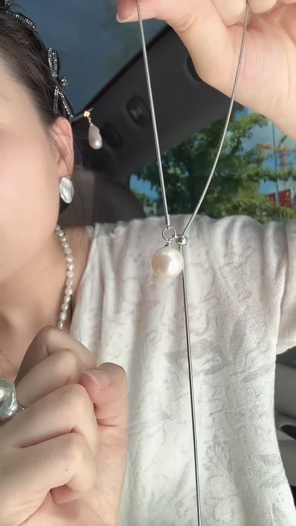 毛衣链合金淡水珍珠正圆圆珠毛衣链