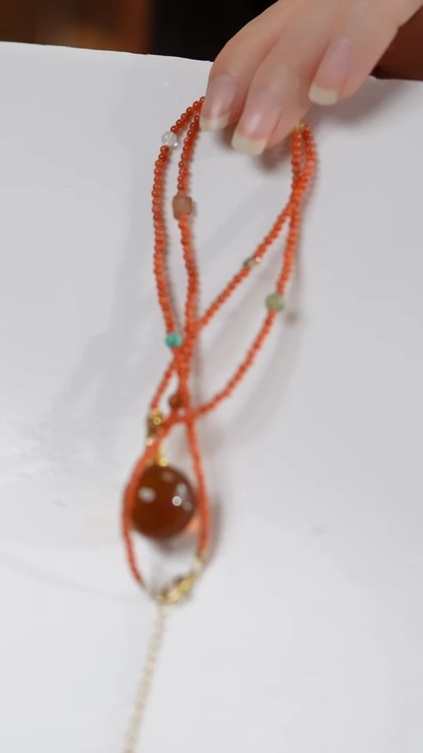 南红玛瑙银S925镶嵌颈饰南红项链