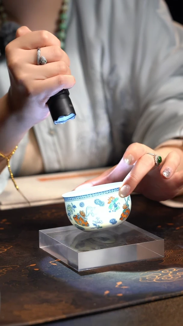 【闪购商品】J涂杏花窑斗彩钱袋子大杯