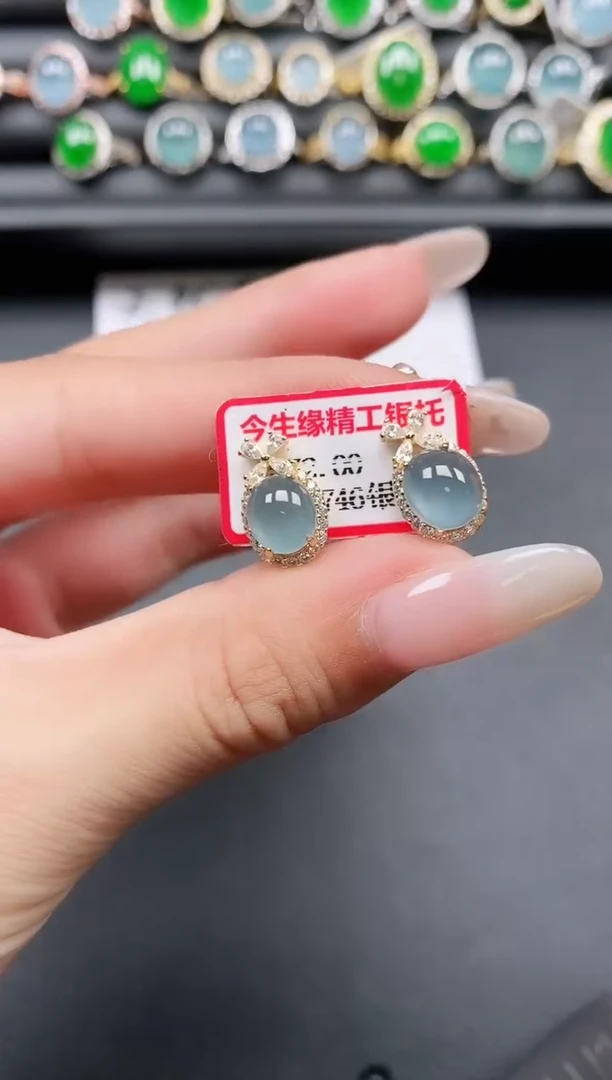 翡翠戒指银S925镶嵌1111