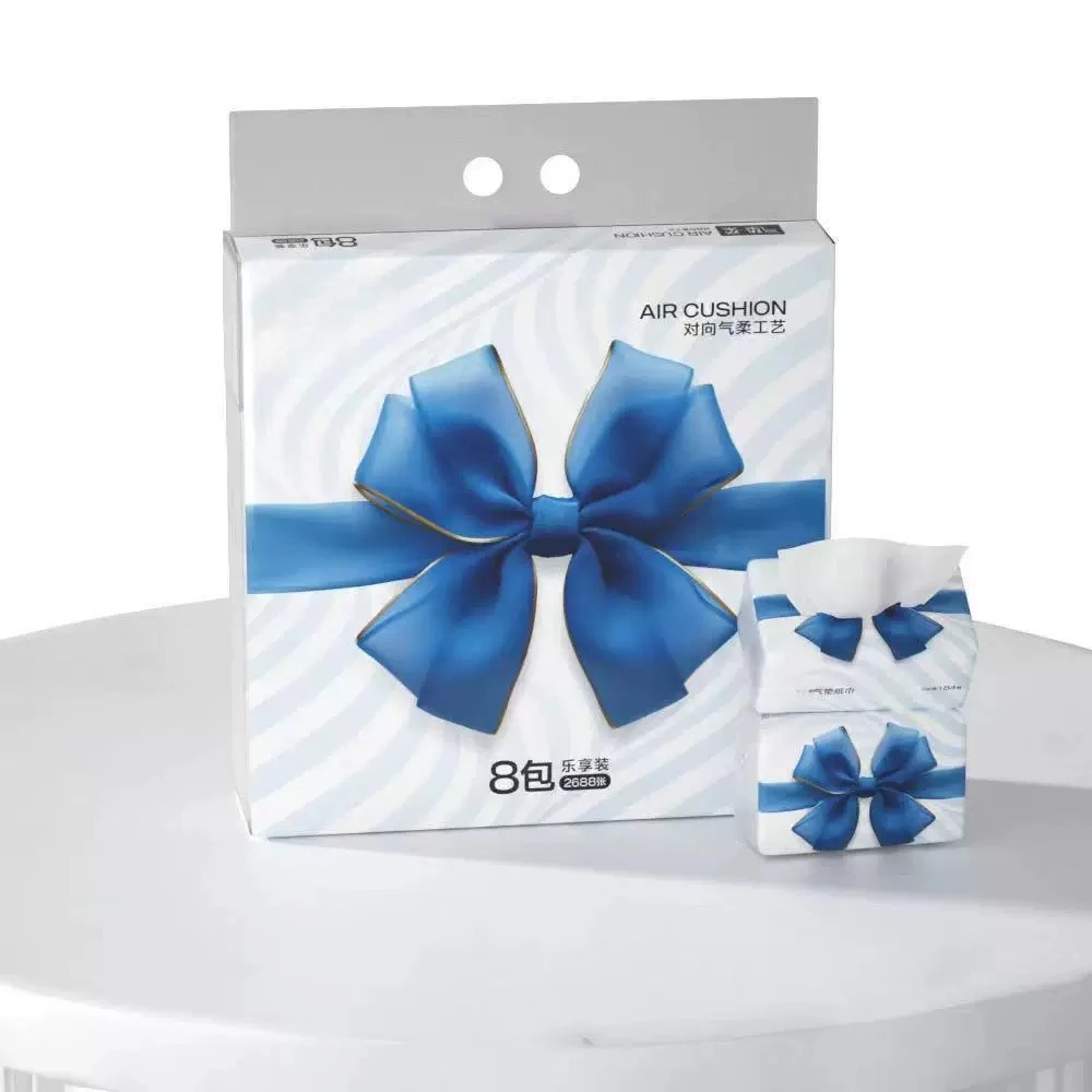 【8包】原生木浆气垫纸巾高效吸水柔韧亲肤菱形花纹设计高效清洁