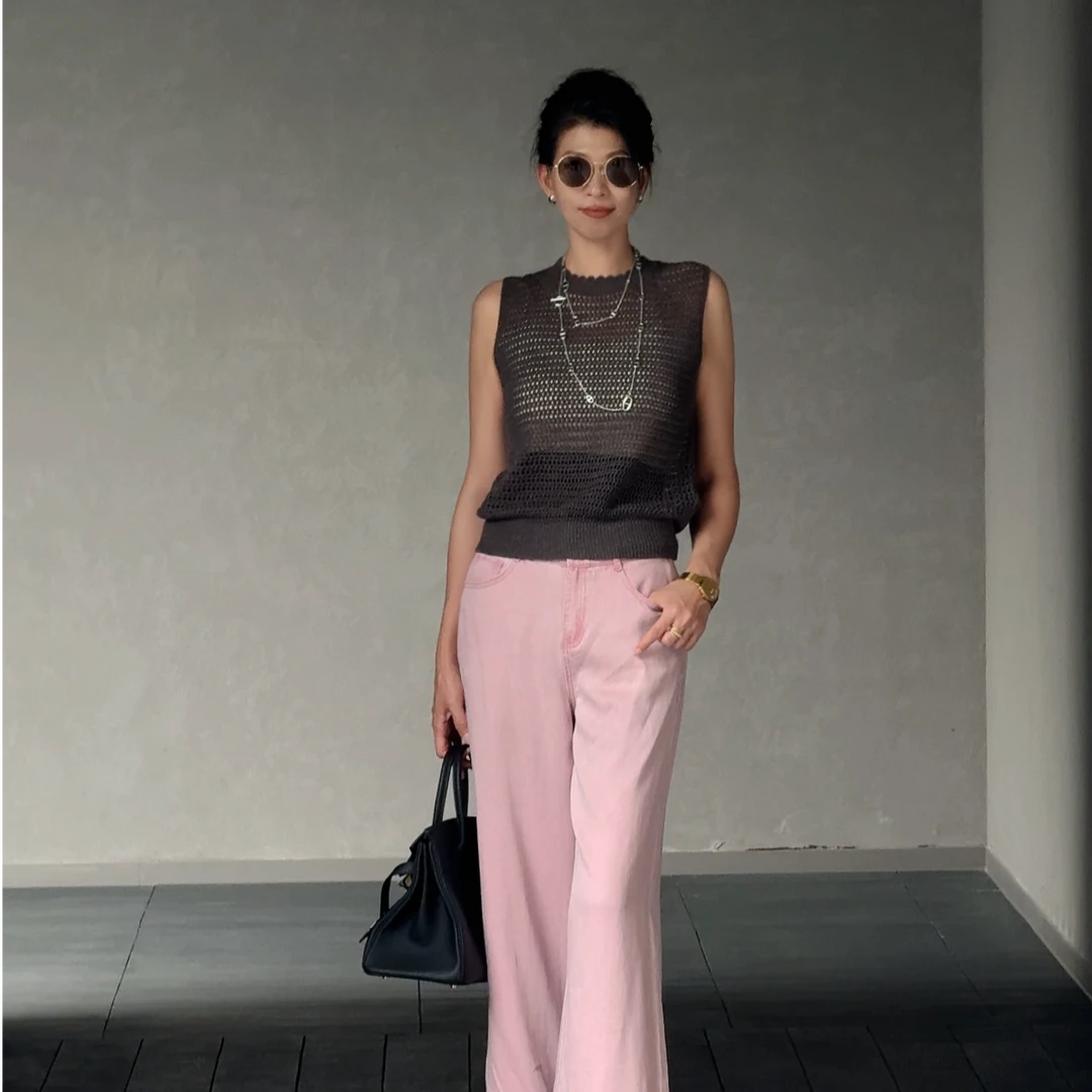 【南法浪漫】2025SS夏季莱赛尔亚麻镂空透气针织衫-XNN2025110