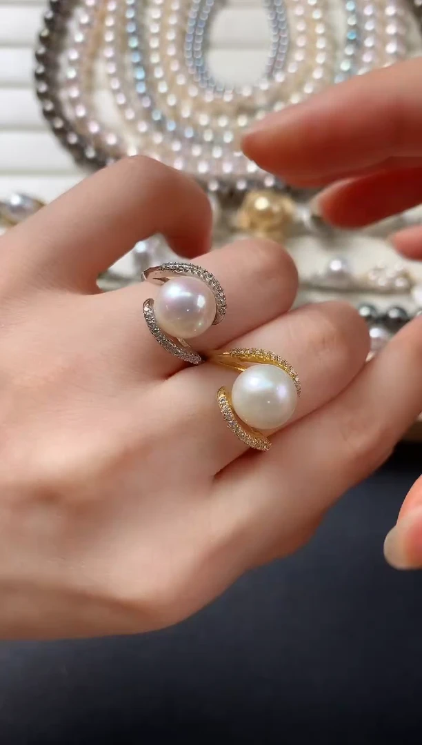 银S925镶嵌淡水珍珠戒指多样性发其一D378|188