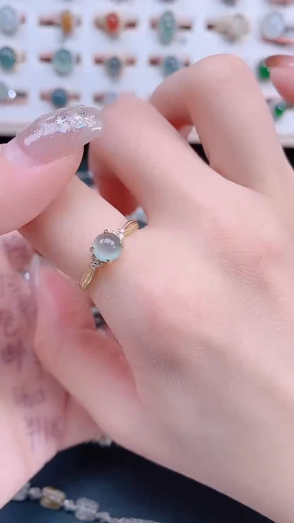 银S925镶嵌戒指翡翠天然翡翠