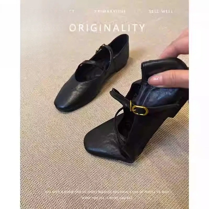 法式玛丽珍鞋单鞋春秋女鞋2025年新款百搭浅口超软晚晚平底小皮鞋