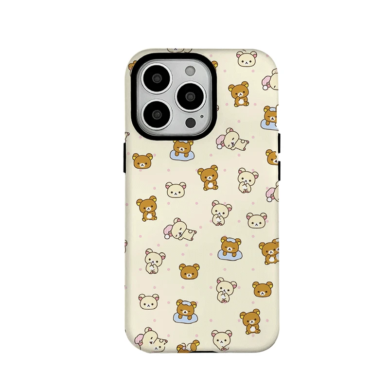 卡通满屏小熊二合一磨砂苹果16promax手机壳适用华为荣耀60三星