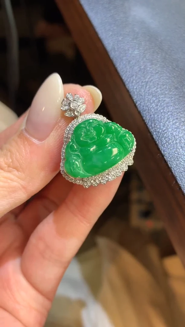 吊坠(不含链)18K金镶嵌翡翠50-佛公（多样性发货一件