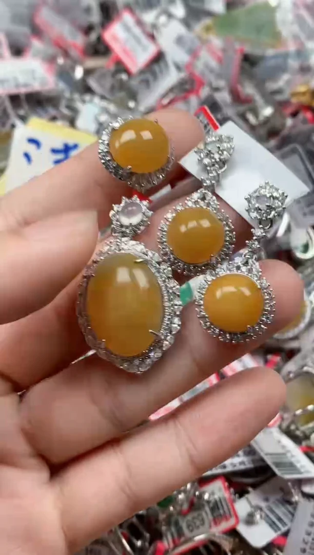 银S925镶嵌戒指翡翠天然A货缅甸翡翠