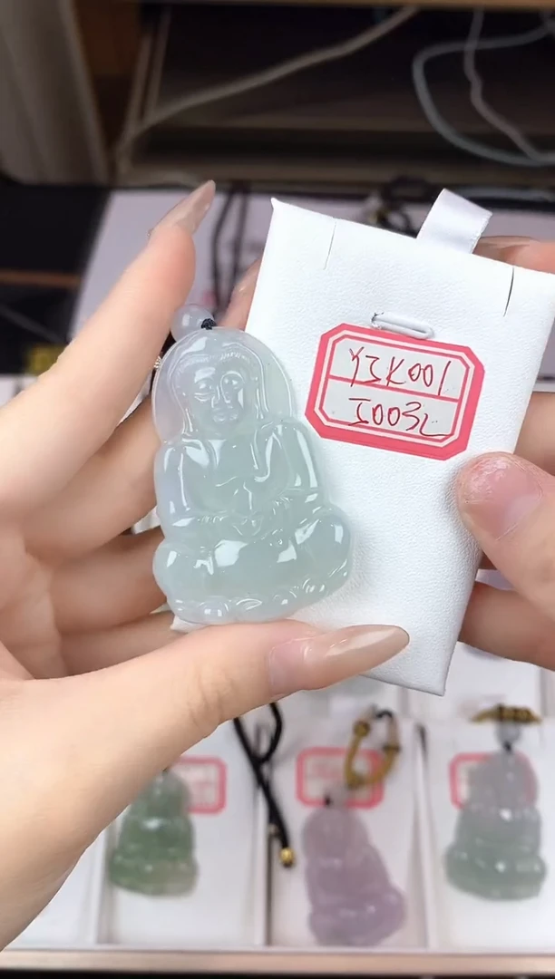 翡翠未镶嵌颈饰Y5K001翡翠冰绿观音