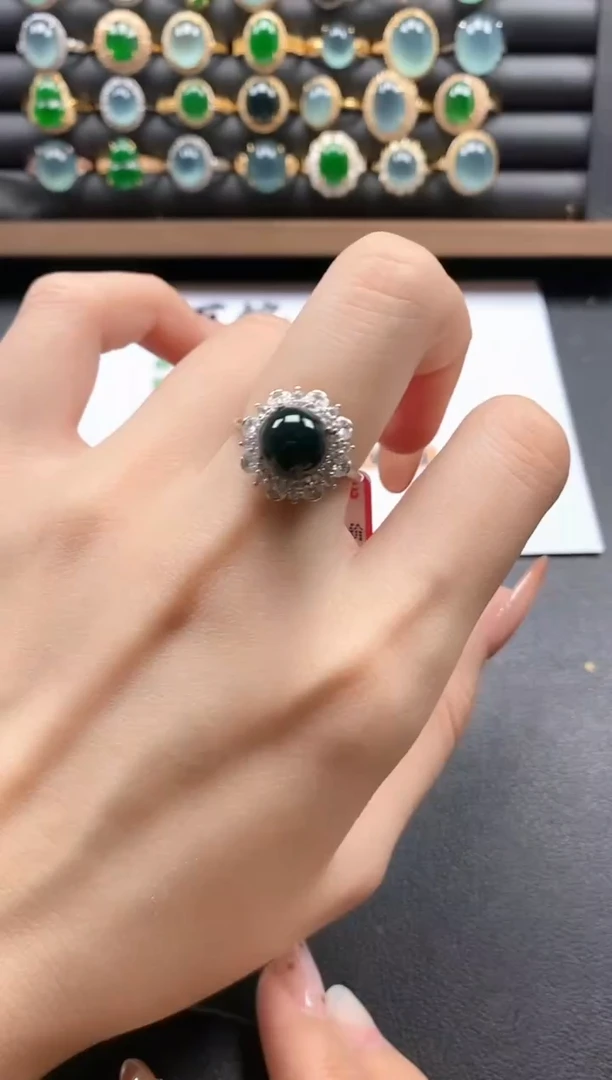 银S925镶嵌戒指翡翠51511