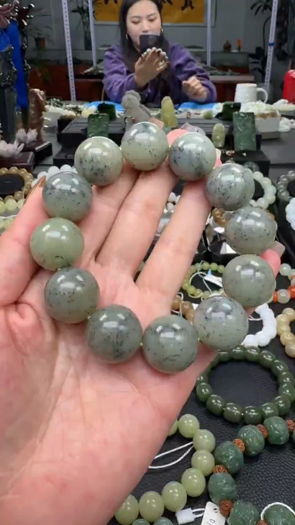 未镶嵌手链和田玉新疆点墨青花卡20