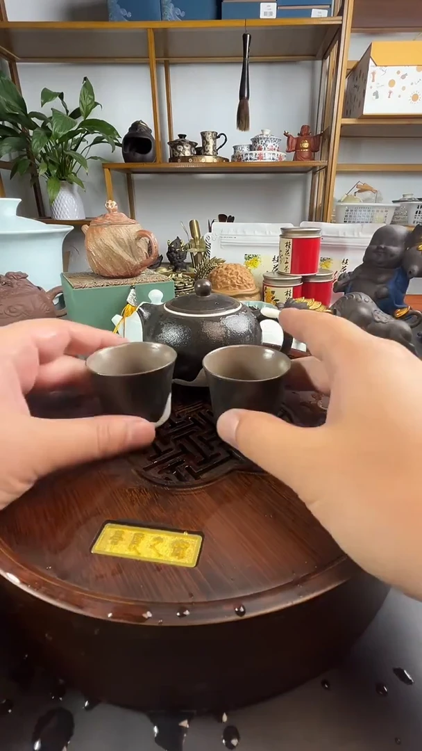 孤品福利粗陶远山西施壶+2杯黑
