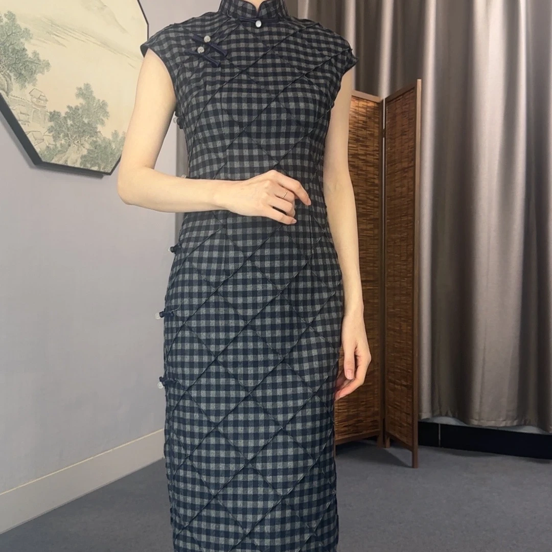 【25新款】灵允 精致改良旗袍 复古连衣裙格子旗袍