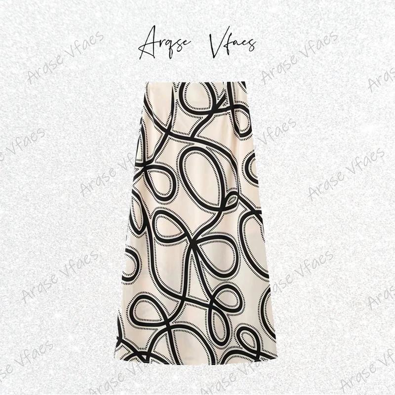 [ARQSEVFAES正品]—2025夏新款A字半身裙印花气质长裙女Y721891