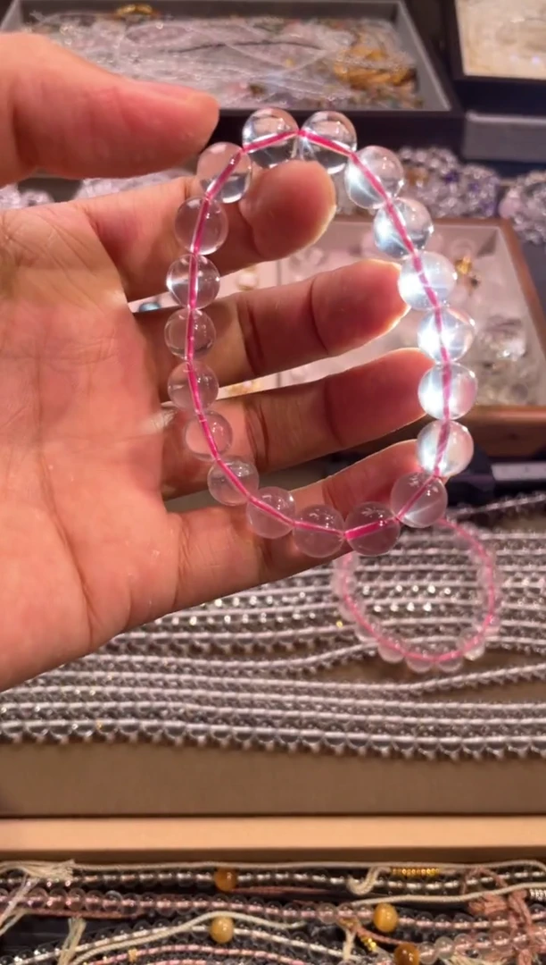 水晶手链未镶嵌莫桑粉10mm手串